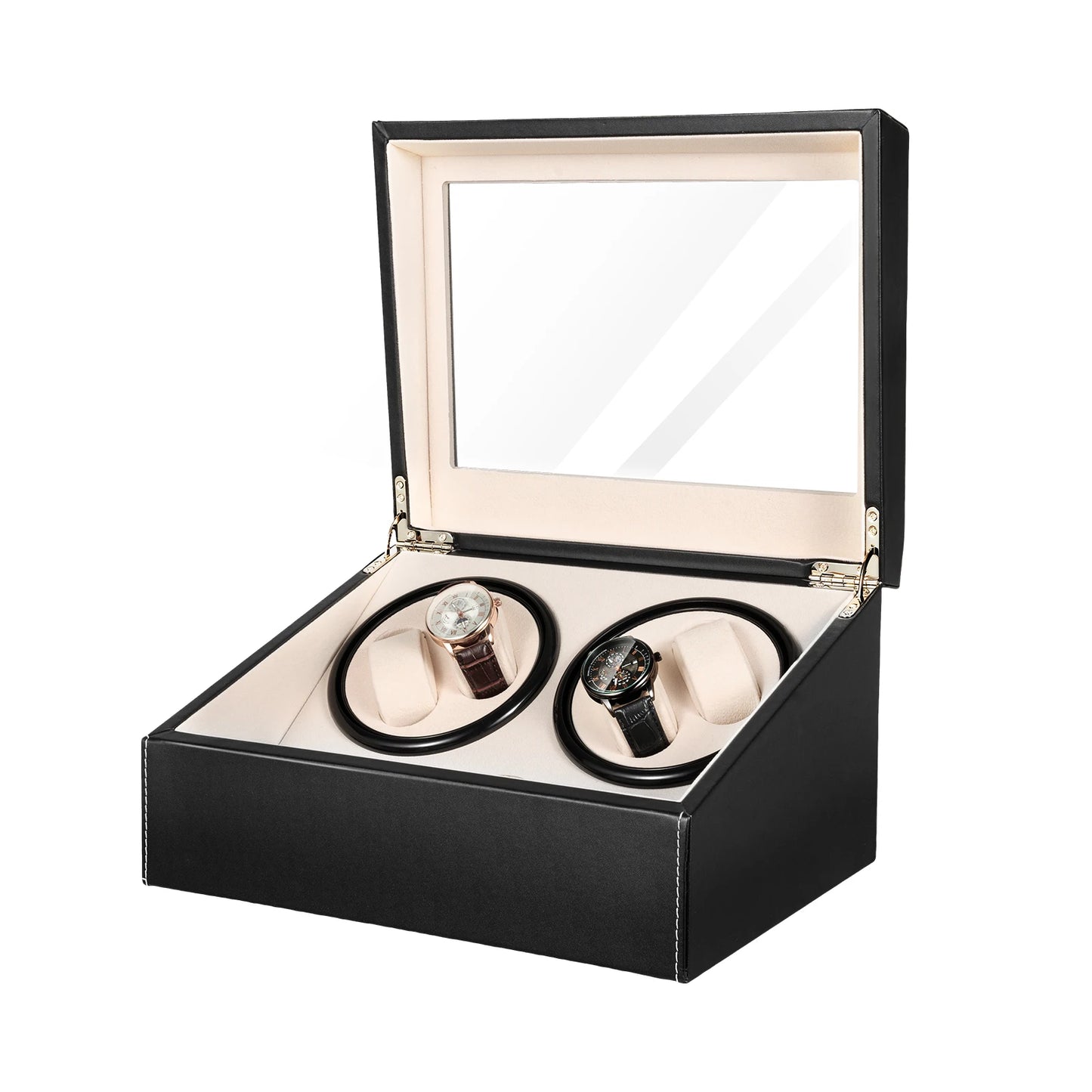 Watch Winder Box for Automatic Mechanical Watches PU Leather