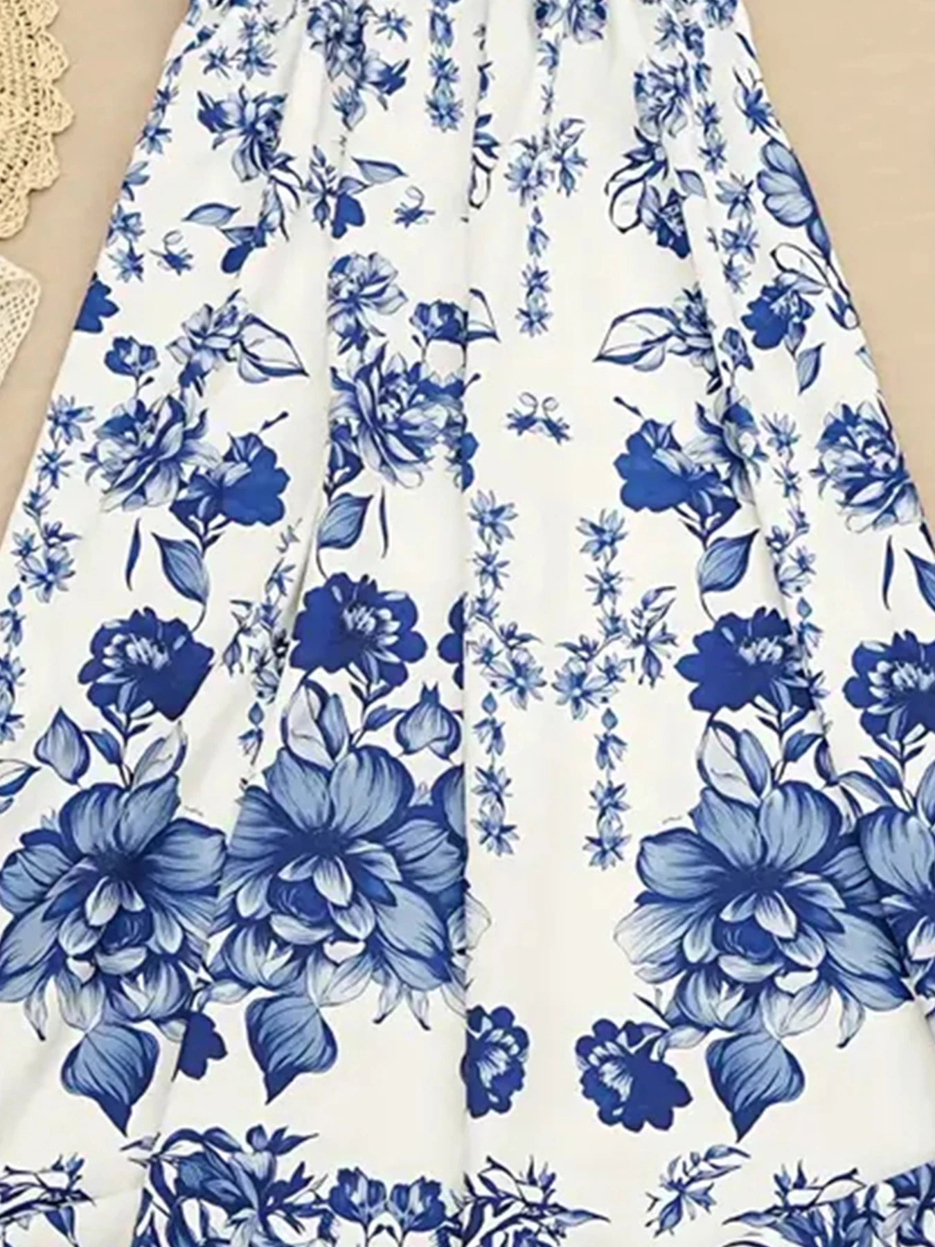 Floral Print Women's A Line Dress With Waist Cinching Effect