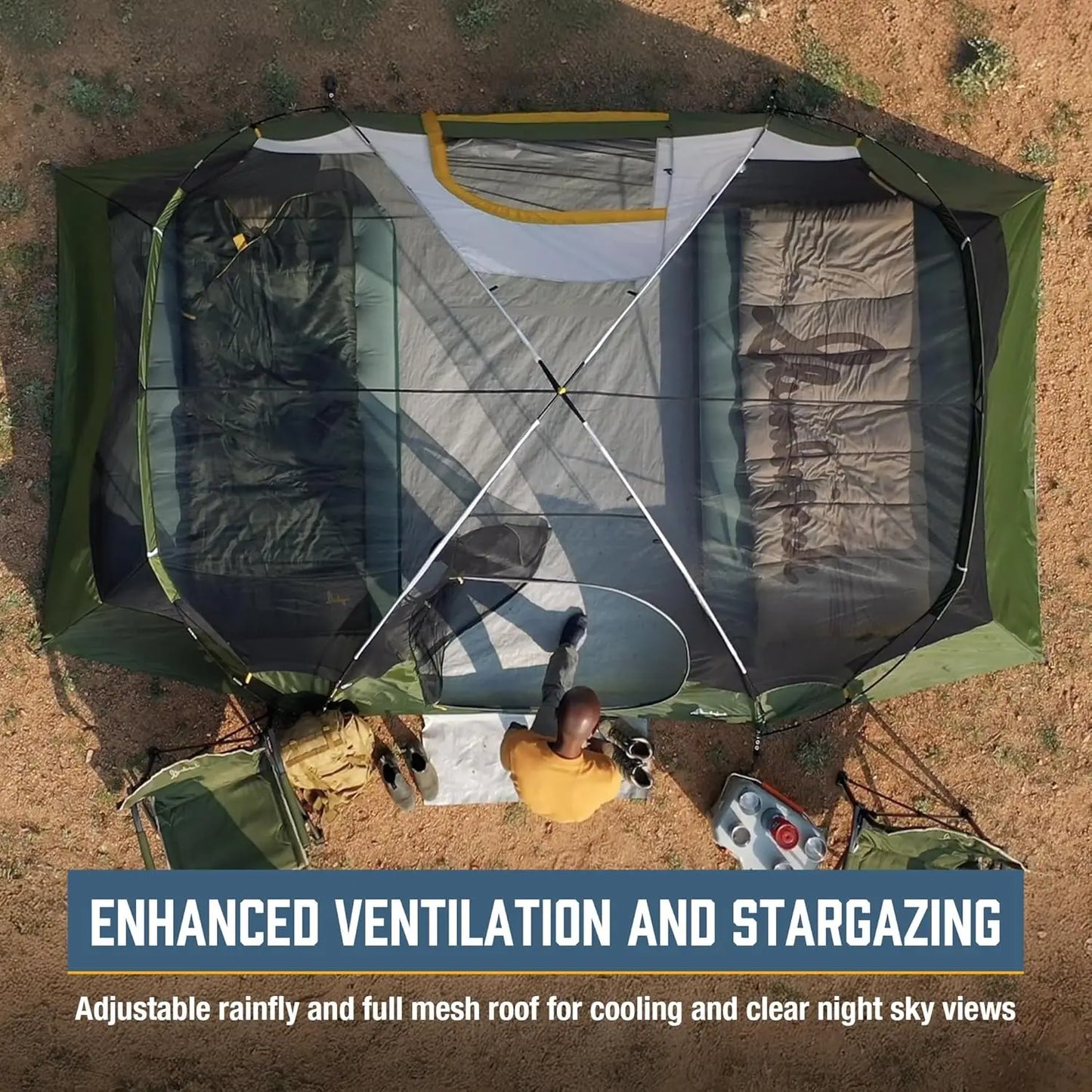 XMSJ Hybrid Dome Family Tent With Two Rooms And Vestibule