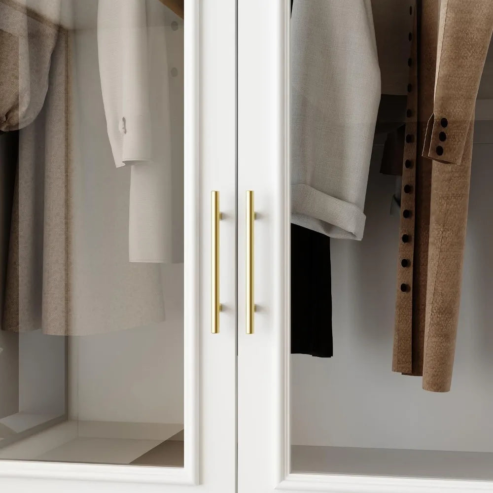 RBXC Wardrobe Closet with Glass Doors Modern Armoire