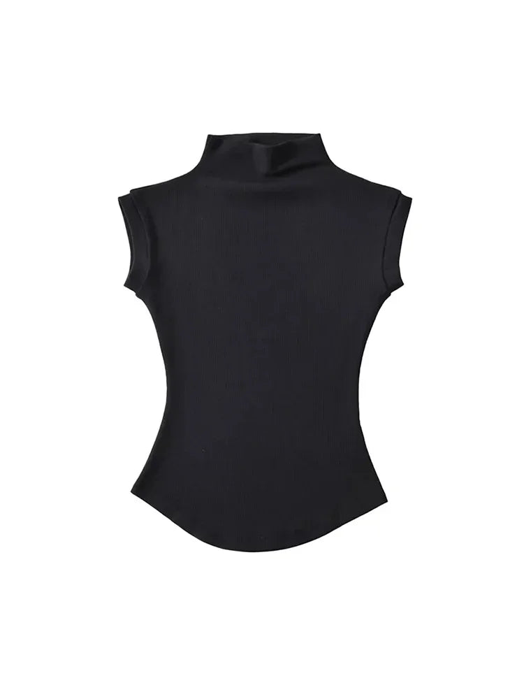 TodoBlackcn Womens Turtleneck Sleeveless Top Casual Tees