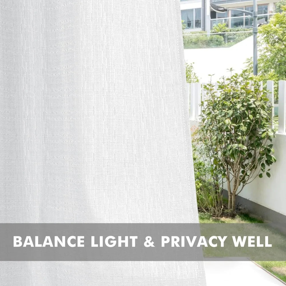 XMSJ Linen Outdoor Curtains 4 Panels Weatherproof Privacy