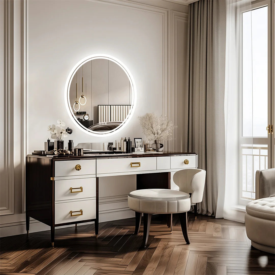 LUVODI Round LED Bathroom Mirror With Touch Sensor Light
