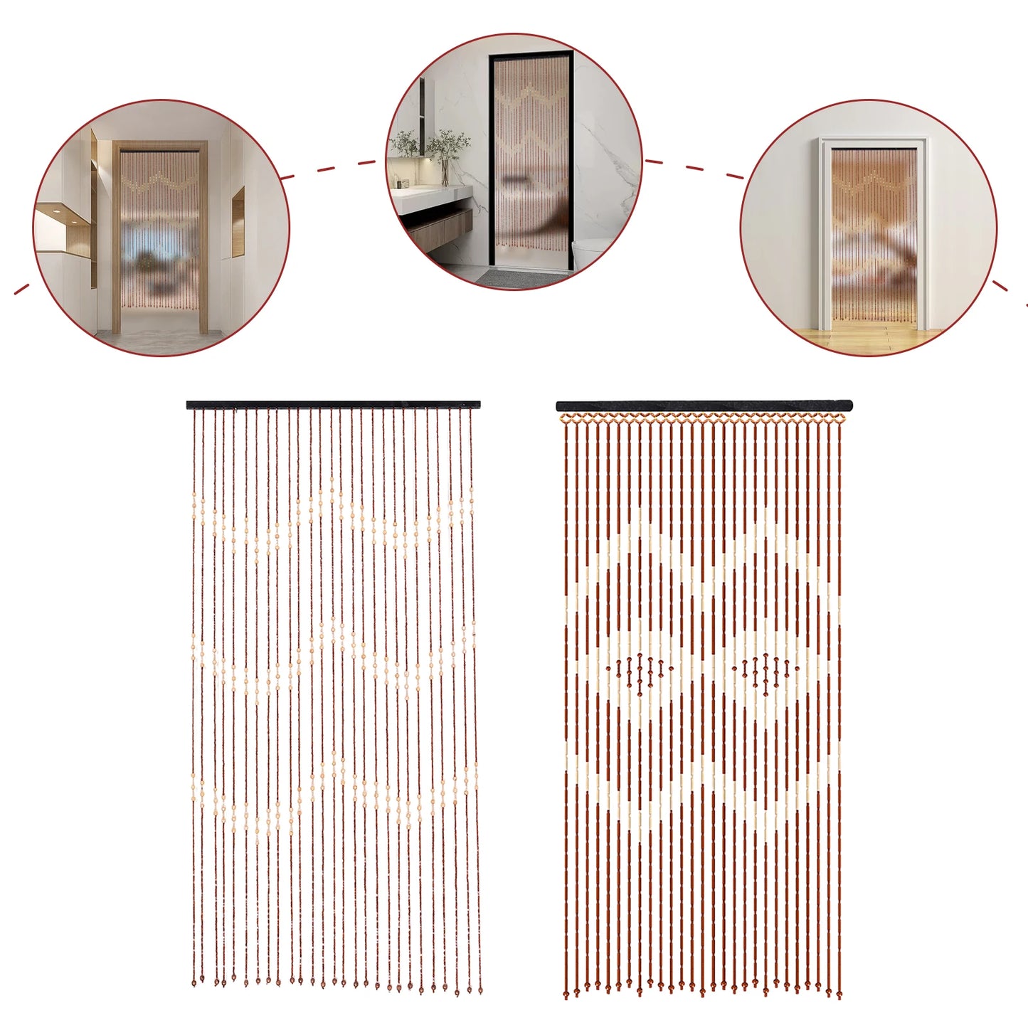 Hign Concerned Environmental Wooden Bead Curtain For Doors