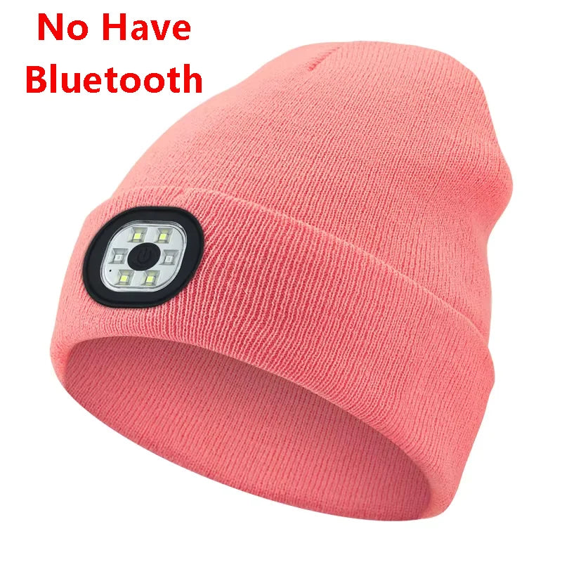 KYLIE PINK Knit Beanie With Wireless Bluetooth LED Lights