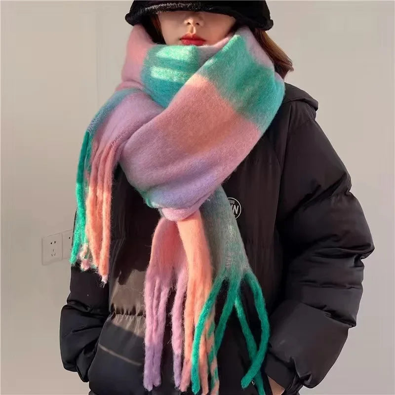 SENAIFEICN Winter Thick Warm Scarf Women Polyester Shawl