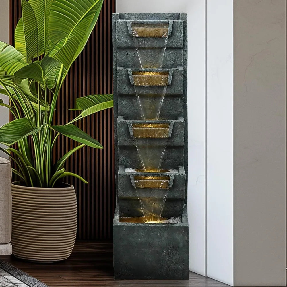 SunJet Five Tier Water Fountain Outdoor Indoor With Led