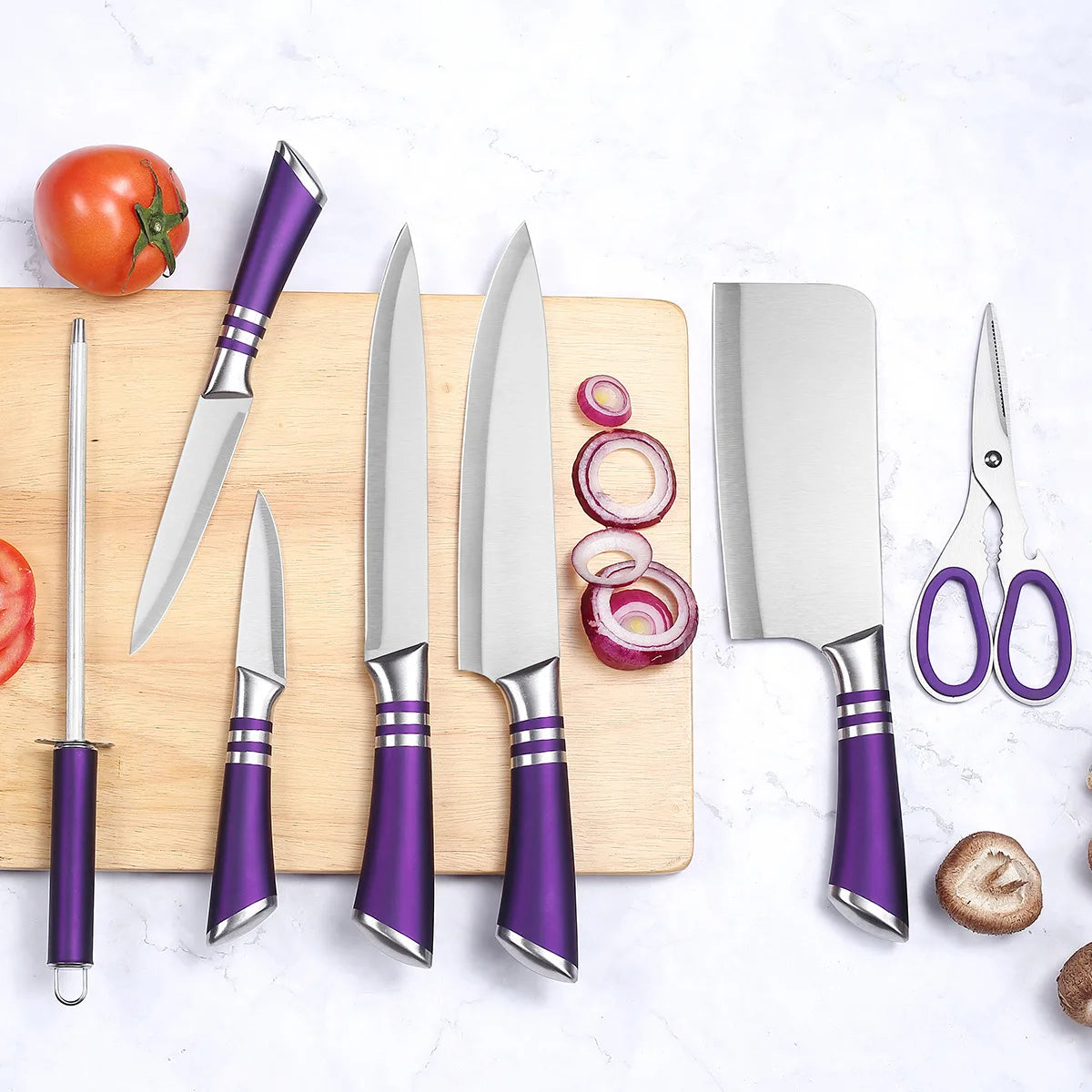 Zeng 9 Piece Kitchen Knife Block Set With Sharpener