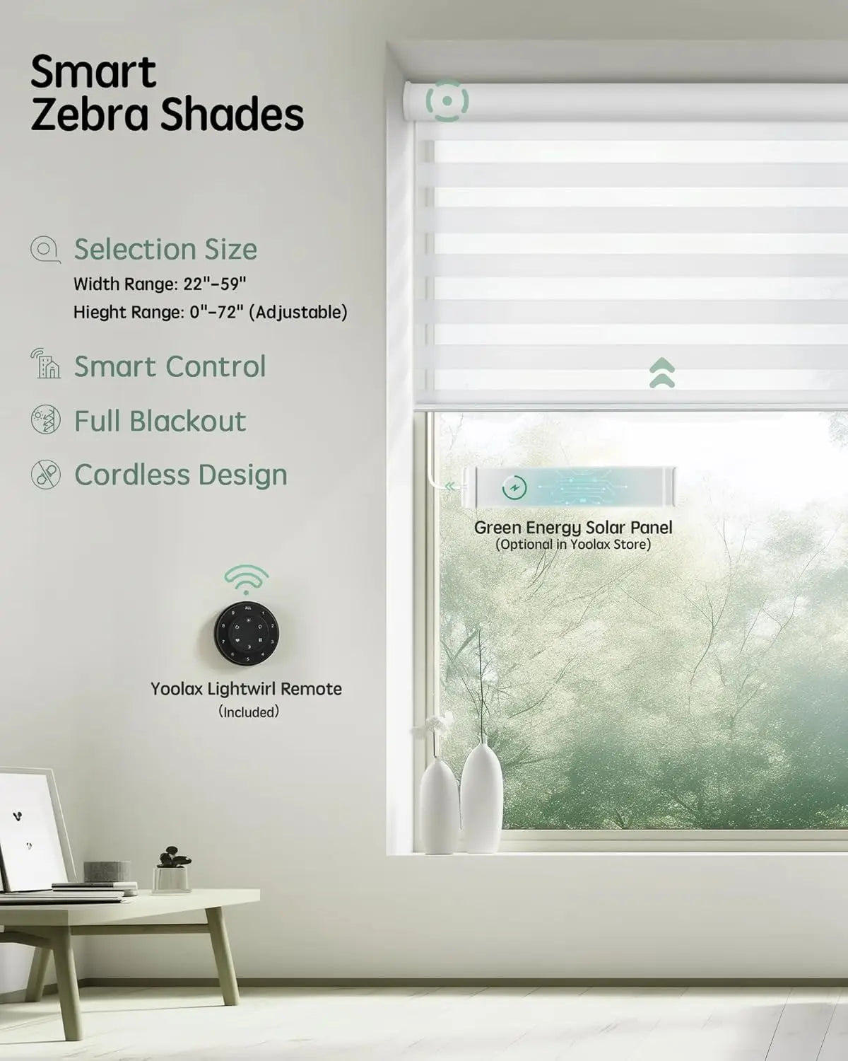 XMSJHign Motorized Zebra Blinds Remote Voice Control Alexa