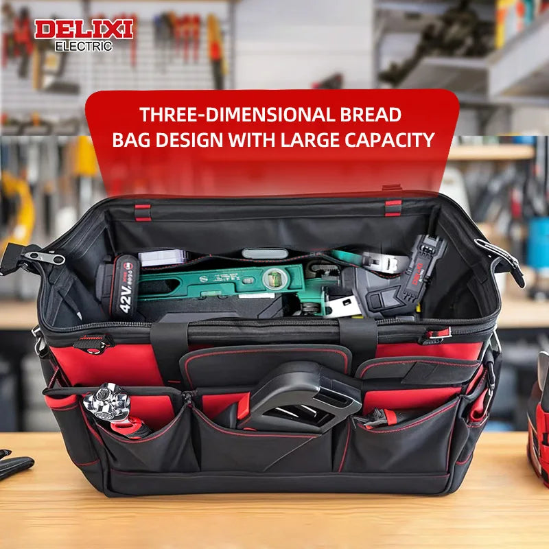 Delixi Electric Pull Rod Tool Bag With Multi Pocket Trolley