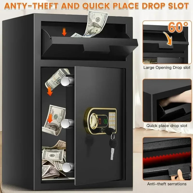 Tiskgg Fireproof Floor Safe Anti Theft Coin Slot Home Office