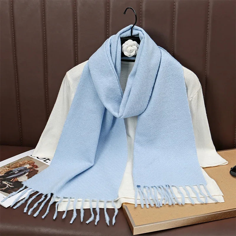 Runmeifacn Warm Cashmere Scarf For Women Solid Knit Wrap