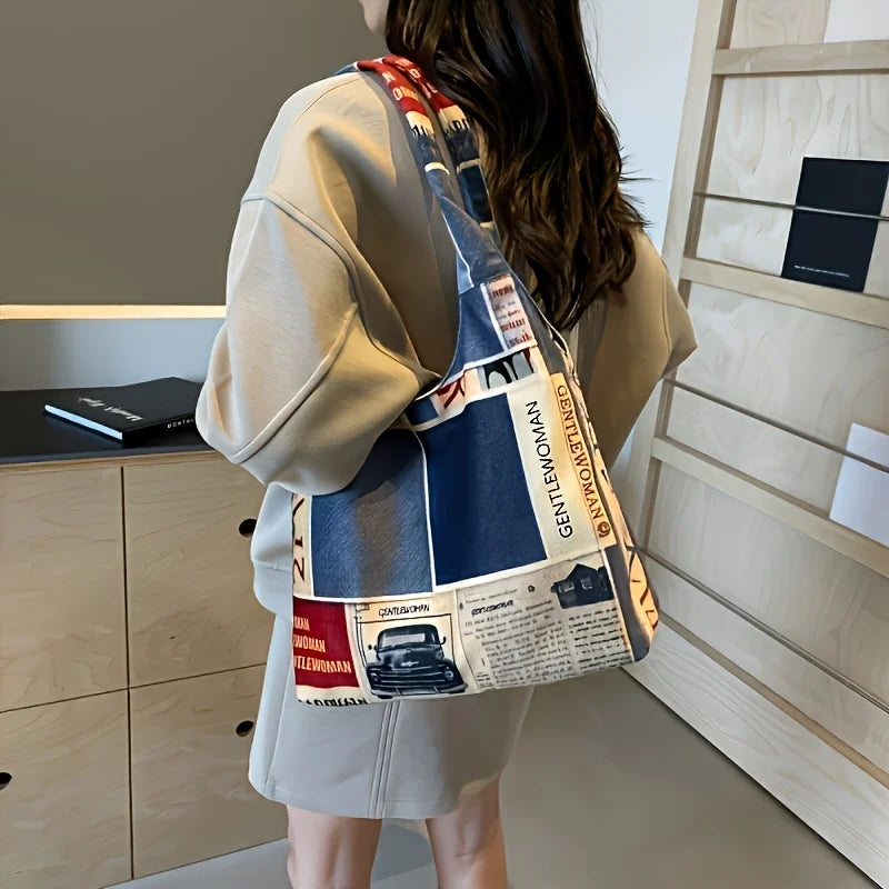 Large Capacity Women's Handbag With Zipper Closure Durable Fabric