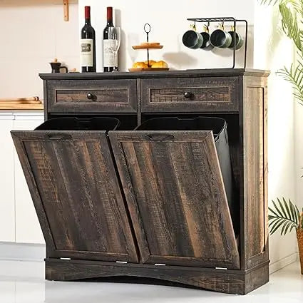 Double Tilt Out Trash Cabinet for Kitchen Waste Bins