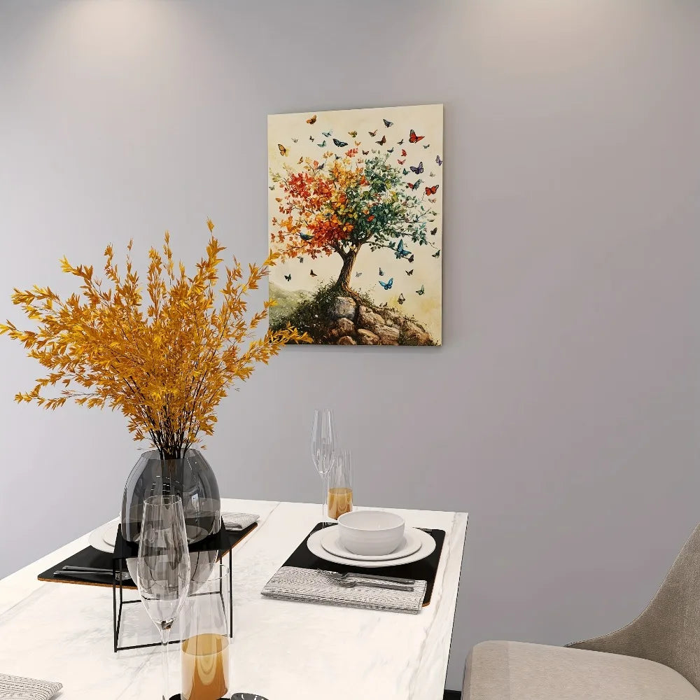 Hign-concerned Tree Of Life Art With Butterflies Wall Panel