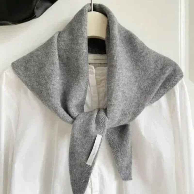 Xizou British Korean Style Wool Knitted Triangular Scarf