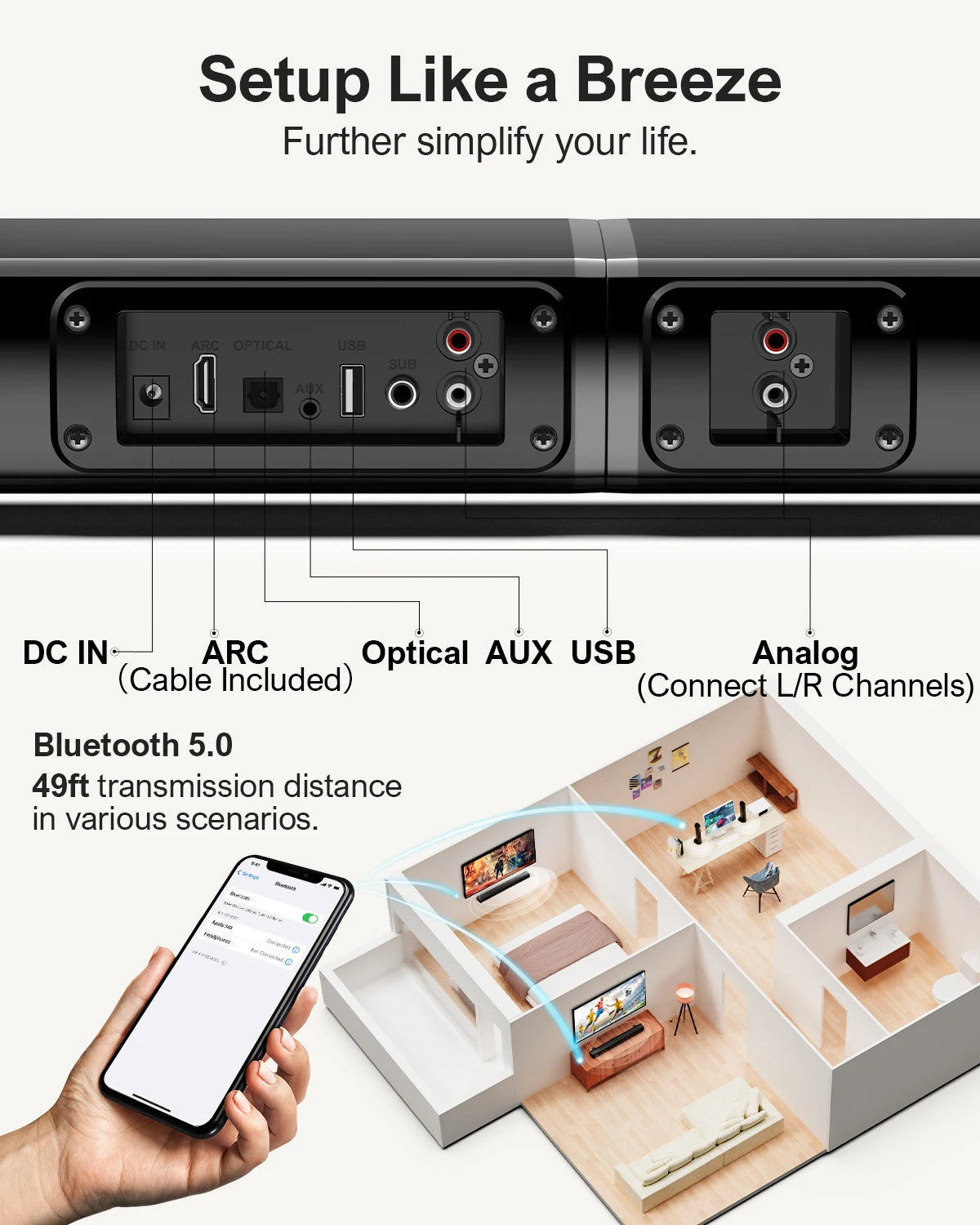 Ultimea 100W TV Sound Bar Detachable Bluetooth Apollo S40
