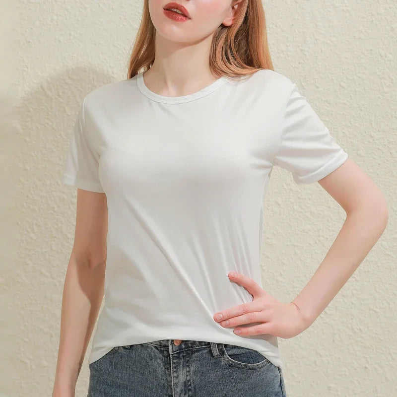 Albeey Cotton V Neck Short Sleeve T Shirt Women Tops
