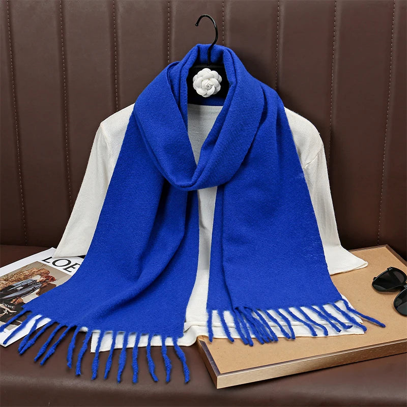 Runmeifacn Warm Cashmere Scarf For Women Solid Knit Wrap