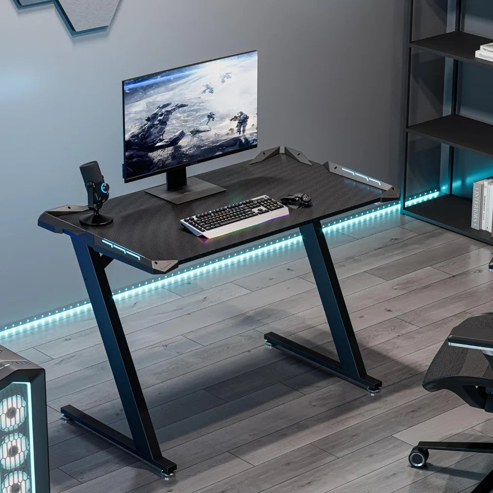 Gaming Desk With LED Lights For Home Office Table Pro
