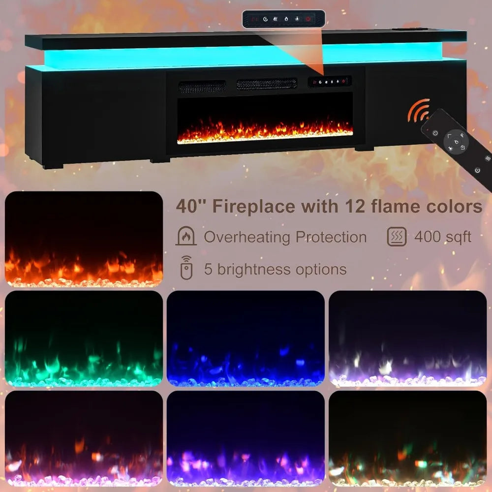 Fireplace TV Stand With LED Lights Entertainment Center