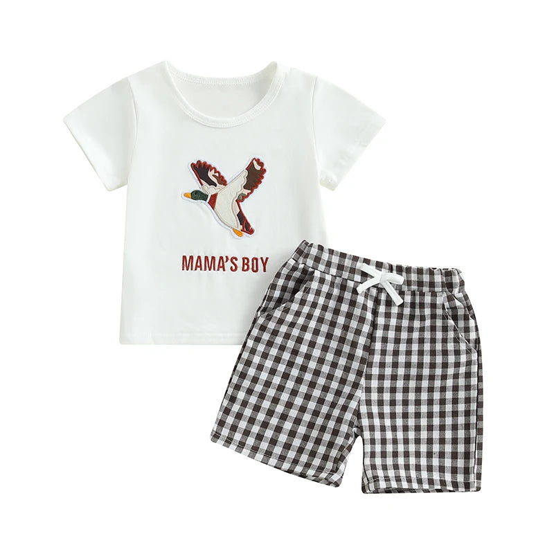 Toddler Boy Animal Print Tee and Elastic Denim Shorts Set