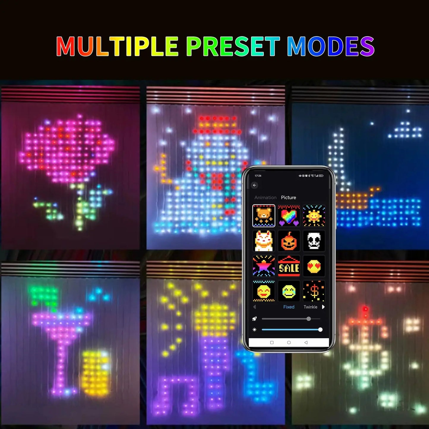 MIMIRGB USB LED Smart Curtain Lights Bluetooth RGB Fairy