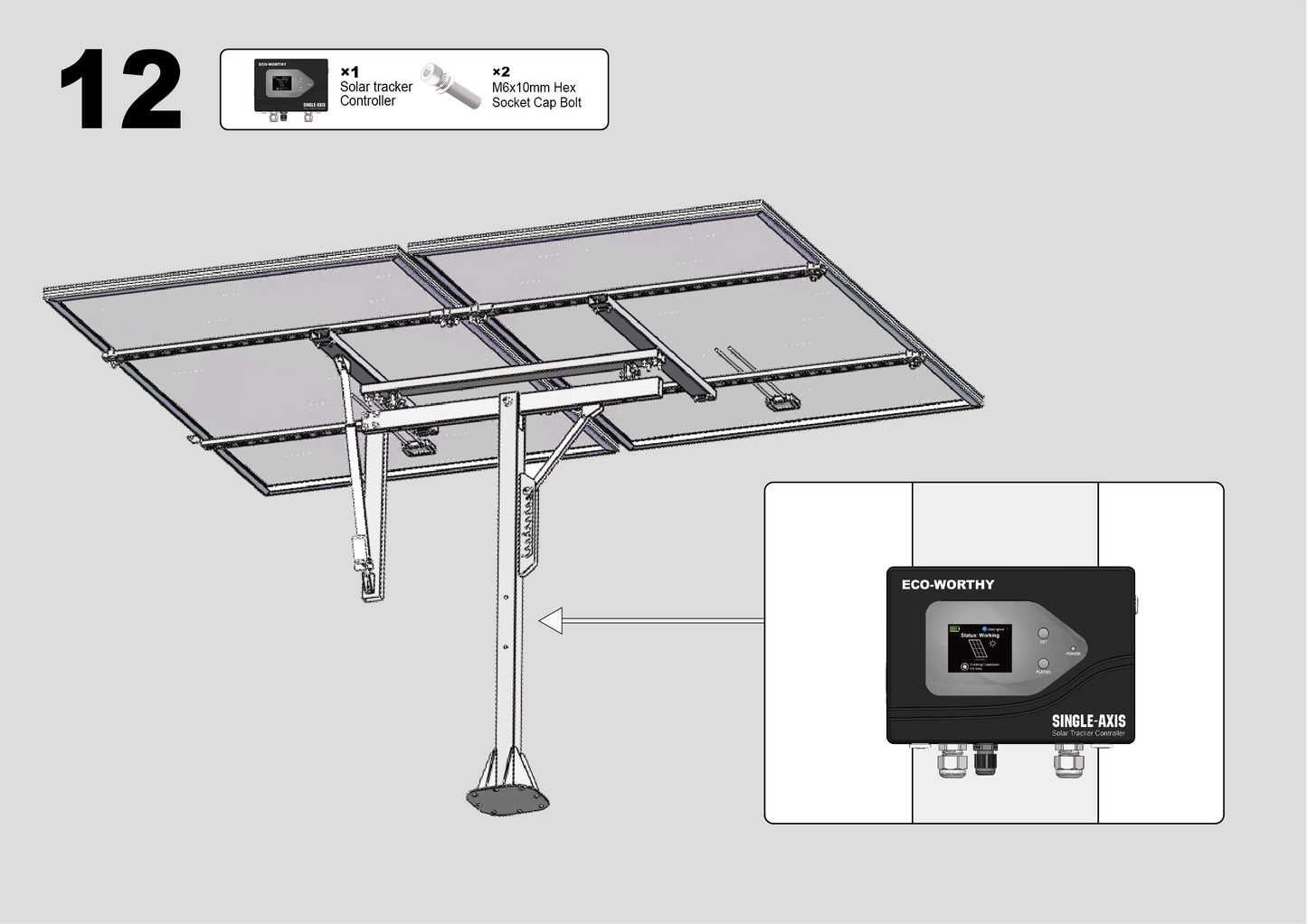ECO-WORTHY Solar Panel Single Axis Tracking System With Controller