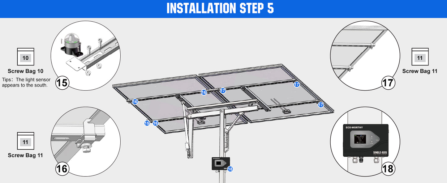 ECO-WORTHY Solar Panel Single Axis Tracking System With Controller