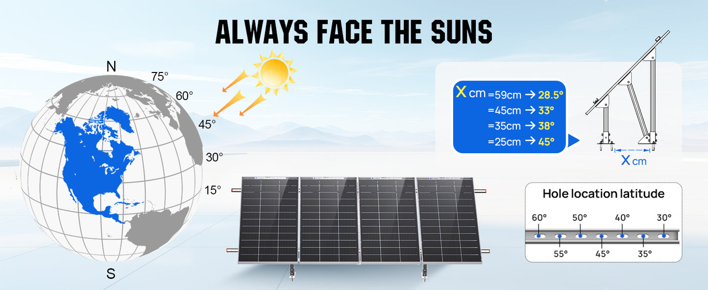 ECO-WORTHY Upgraded Solar Ground Mount Brackets Kit For 4x200W Or 3x300W Panels