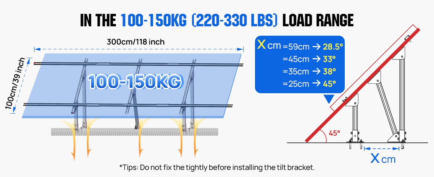 ECO-WORTHY Upgraded Solar Ground Mount Brackets Kit For 4x200W Or 3x300W Panels