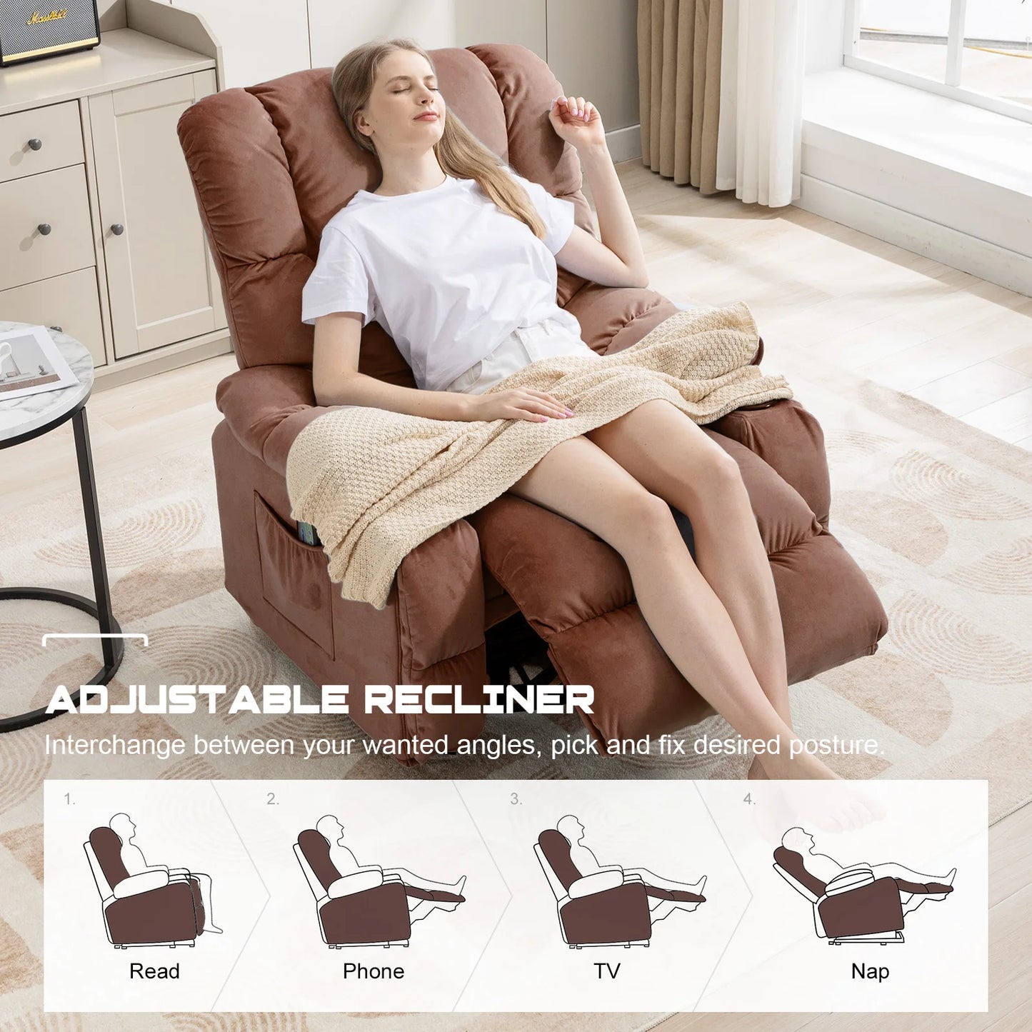 Comhoma Recliner Chair Swivel Rocker With Cup Holders