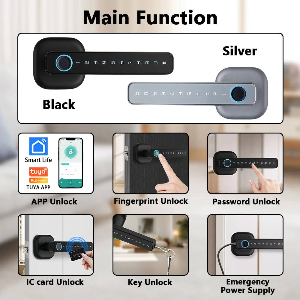 RAYKUBE M6 Tuya Bluetooth Fingerprint Door Lock With Keypad