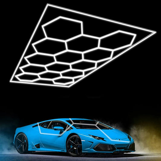 Hexagon LED Garage Lights With Frame 14 Hex Grid 720W