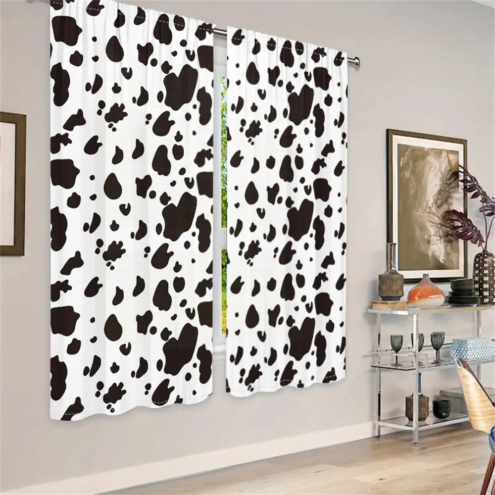 Anhui Animal Texture Cow Spots Farm Theme Curtains Set