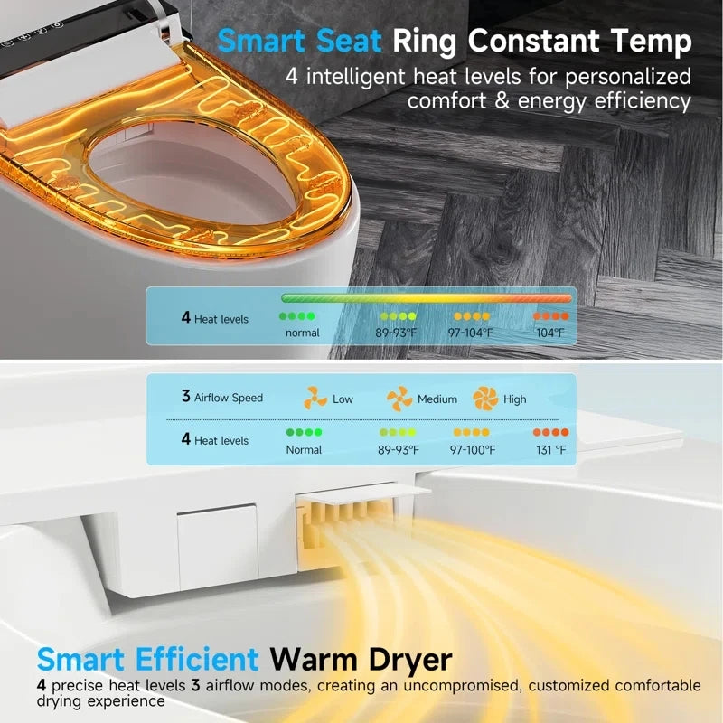 Smart Toilet Tankless Bidet Wash Auto Open Lid Heated Seat