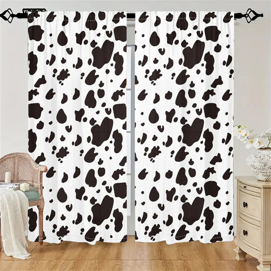 Anhui Animal Texture Cow Spots Farm Theme Curtains Set