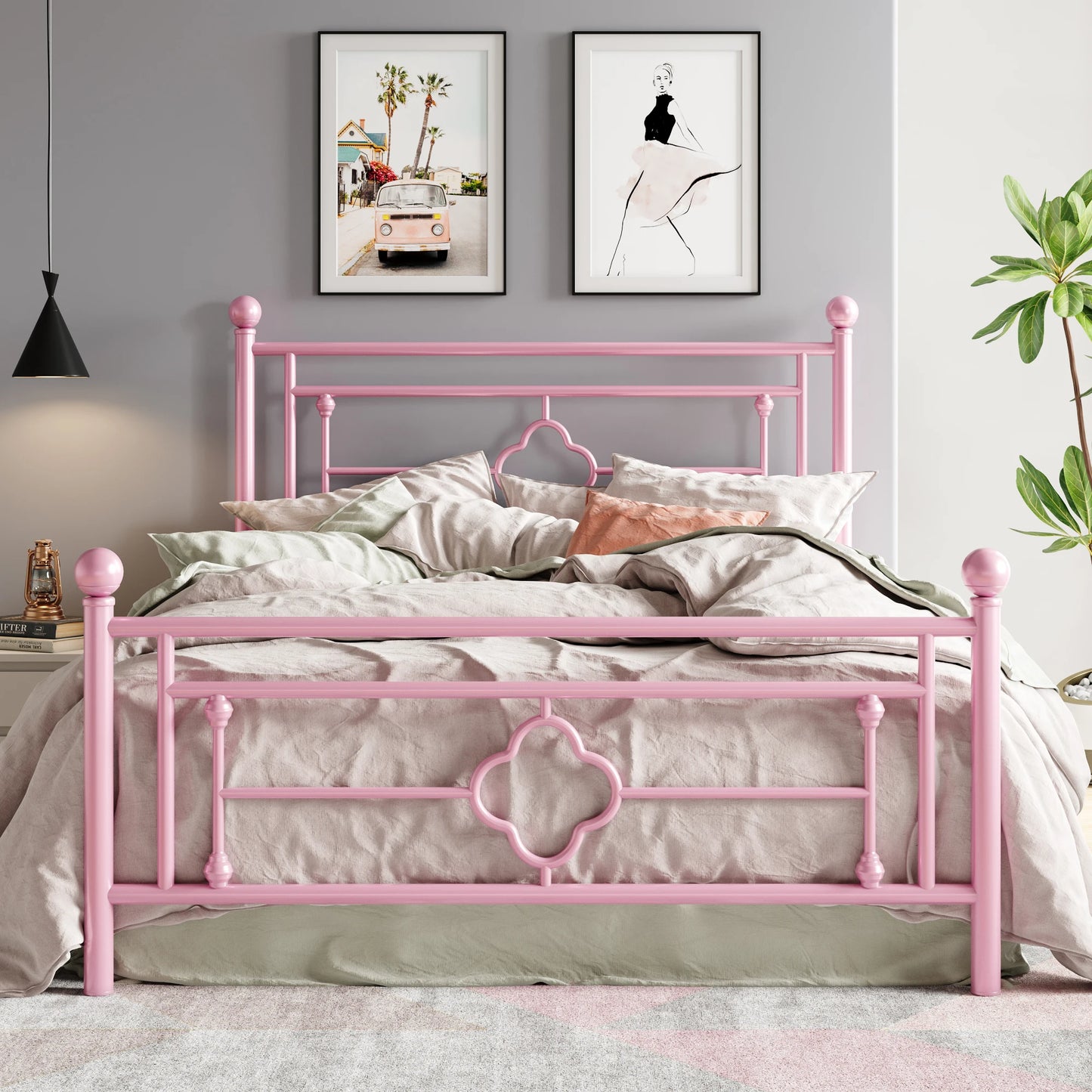 HOOMI Metal Platform Bed Frame Victorian Style Wrought Iron
