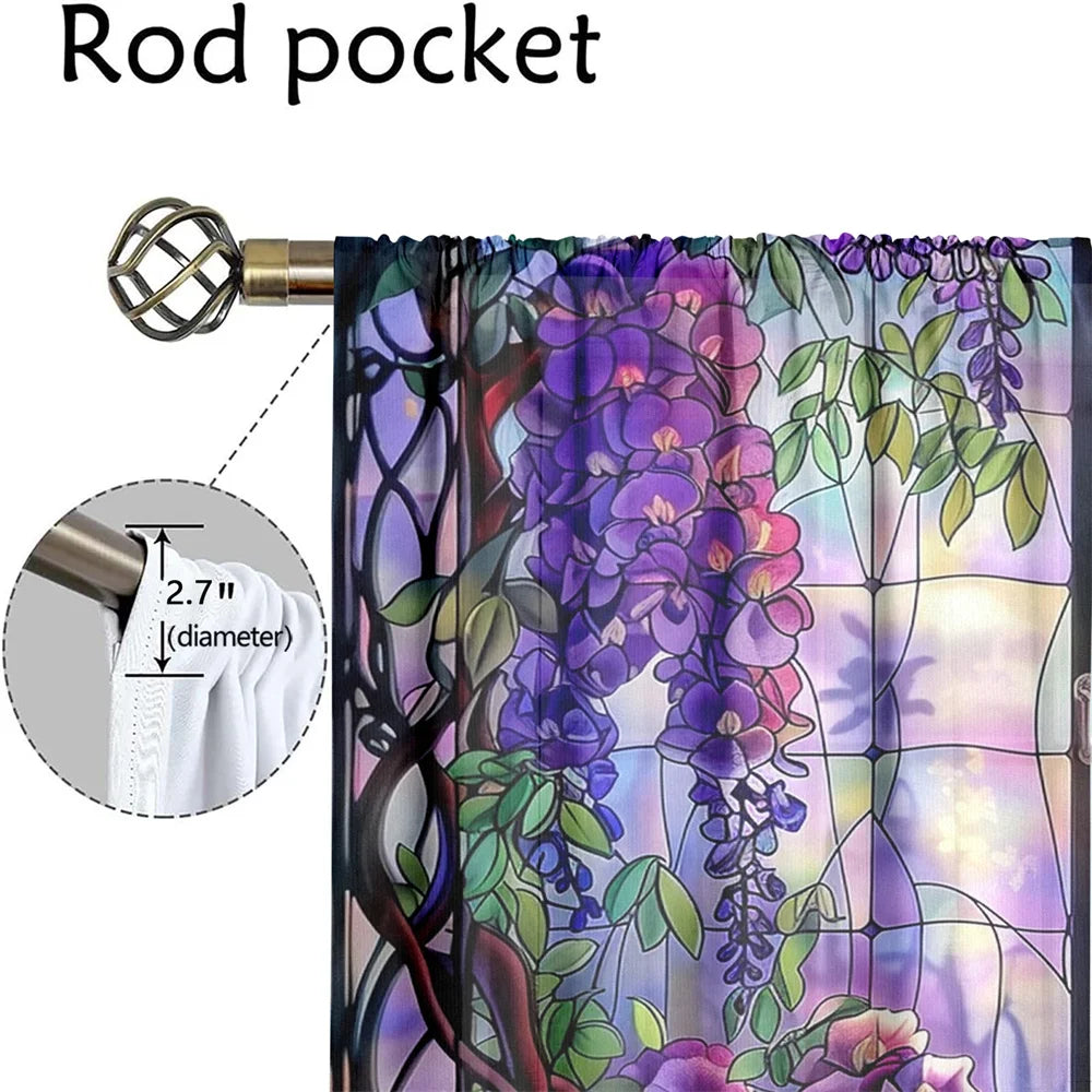 Anhui Wisteria Stained Glass Curtains Dreamy Living Room