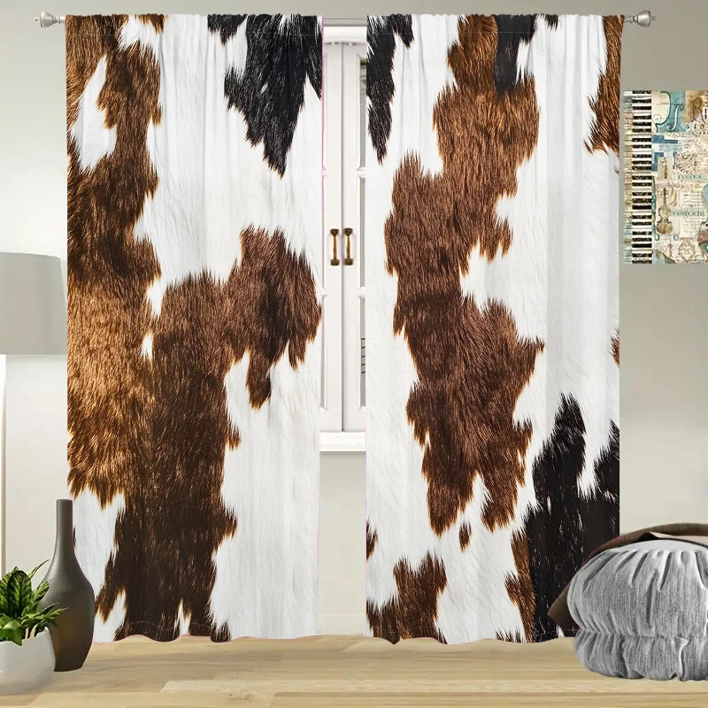 AnhuiCraft of Weaving Cowhide Print Curtains Living Room