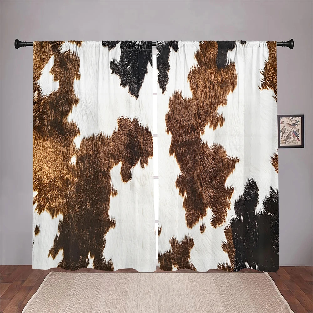 AnhuiCraft of Weaving Cowhide Print Curtains Living Room