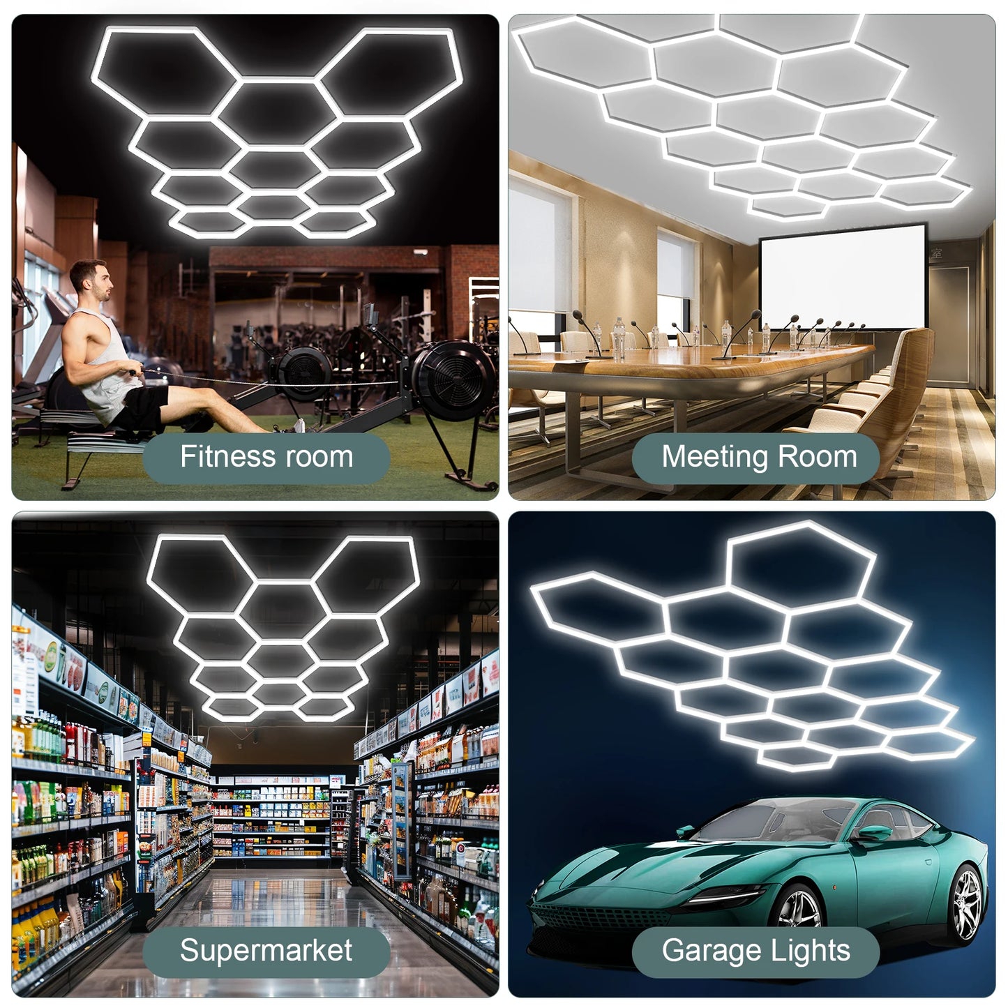 MIXJOY Hexagon Led Garage Lights Hex Grid Ceiling Fixtures