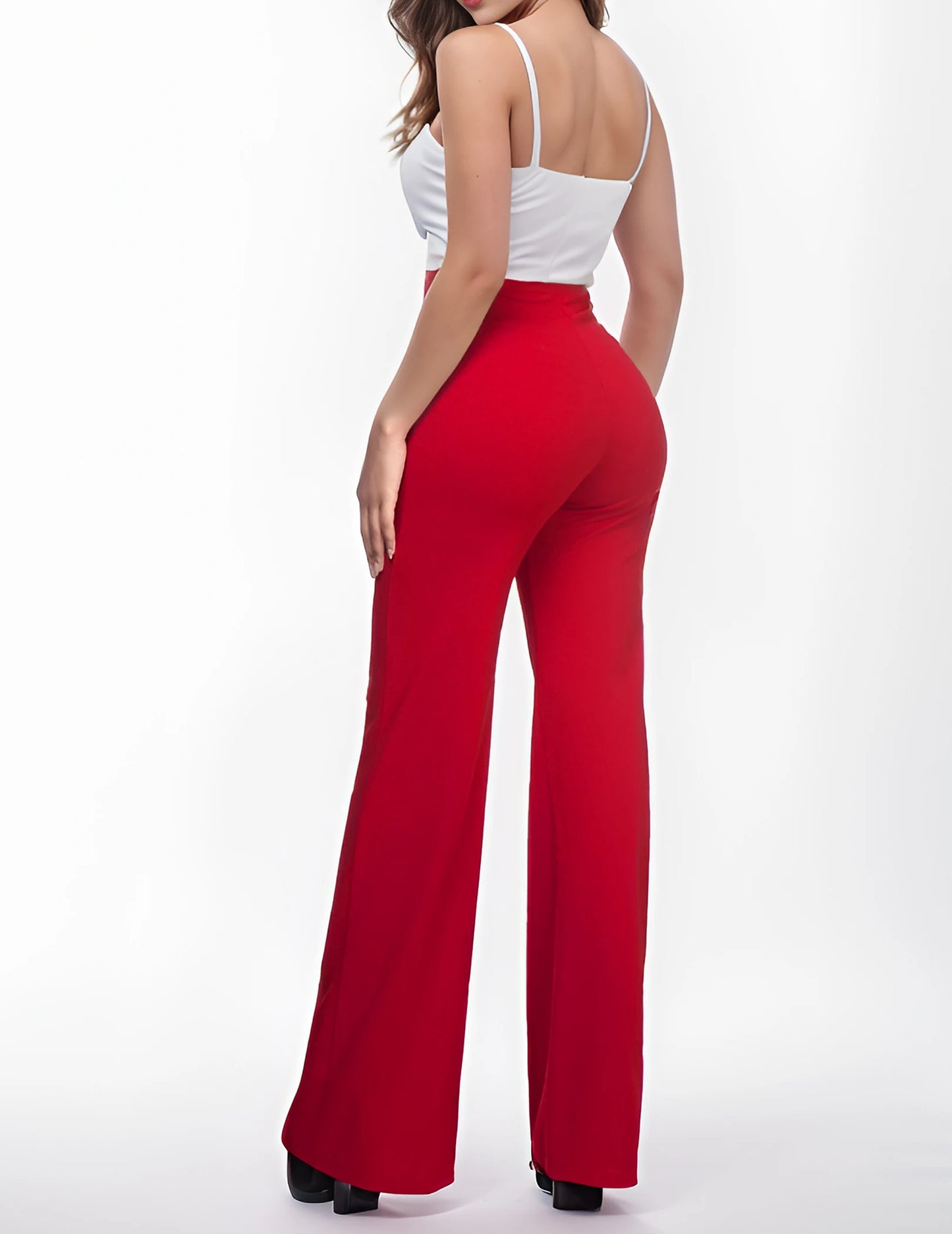 FANALACN Women Cotton Blend Wide Leg Dress Pants Casual