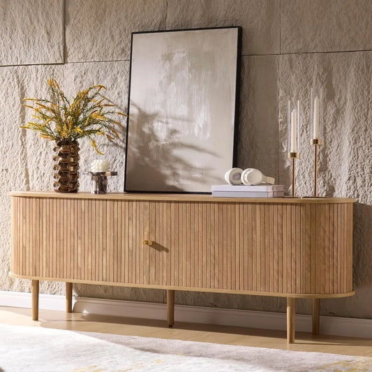 Mid Century Modern TV Stand Wood Media Console With Storage