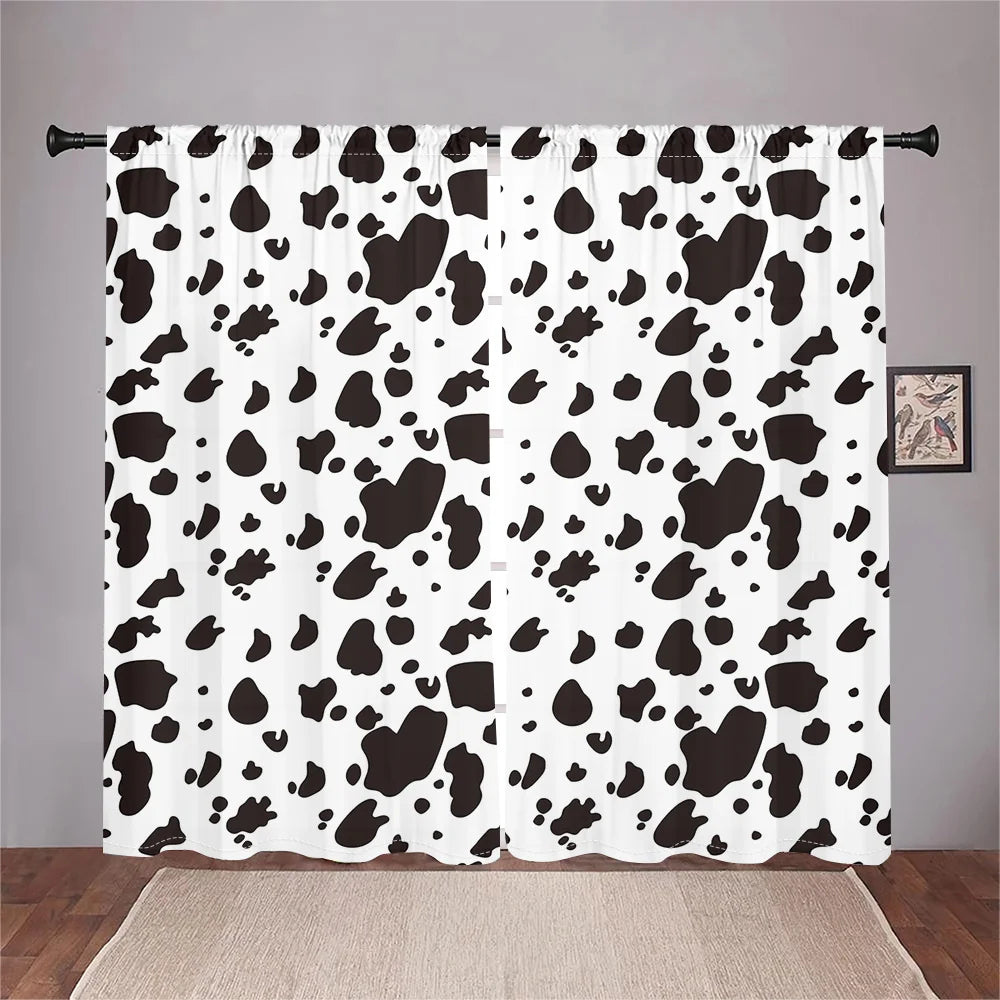 Anhui Animal Texture Cow Spots Farm Theme Curtains Set