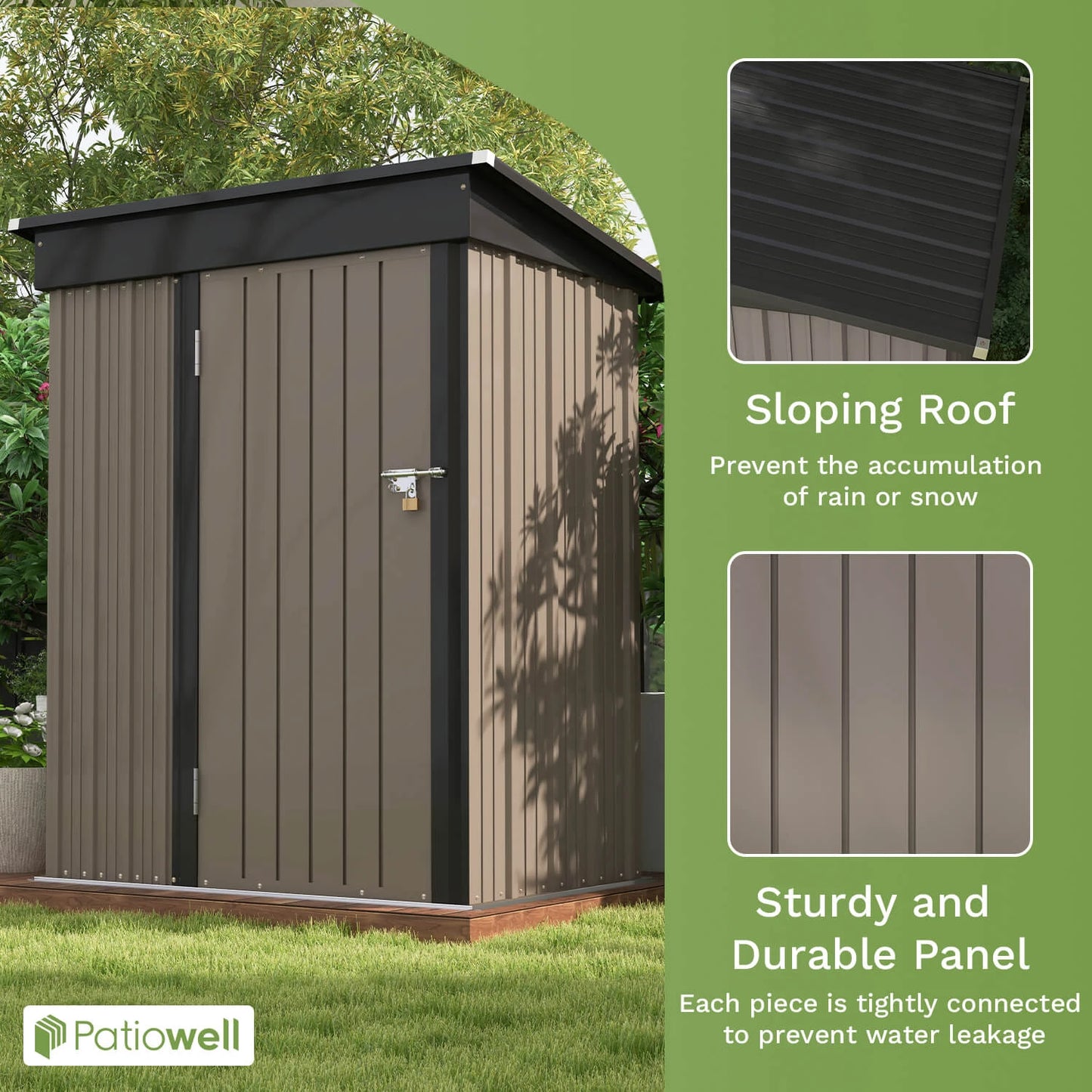 Victone Outdoor Storage Shed With Sloping Roof Lockable Door
