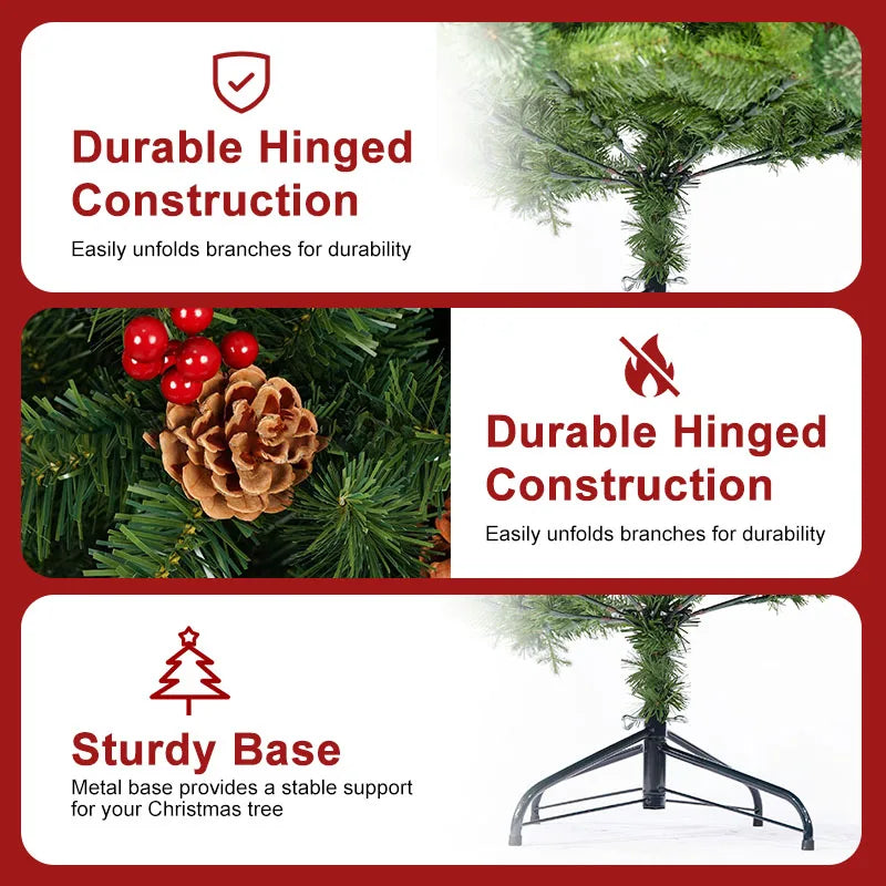 Classic Pine Christmas Tree With Metal Hinges And Branches