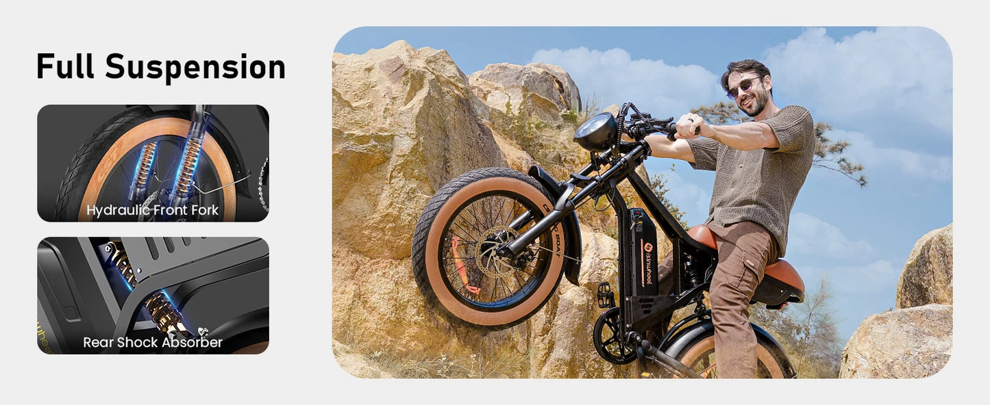 R6 900W Ebike Fat Tire Commuter Electric Mountain Bike