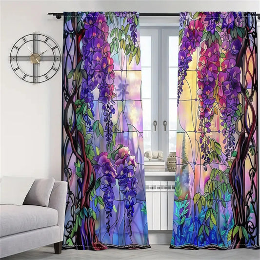 Anhui Wisteria Stained Glass Curtains Dreamy Living Room