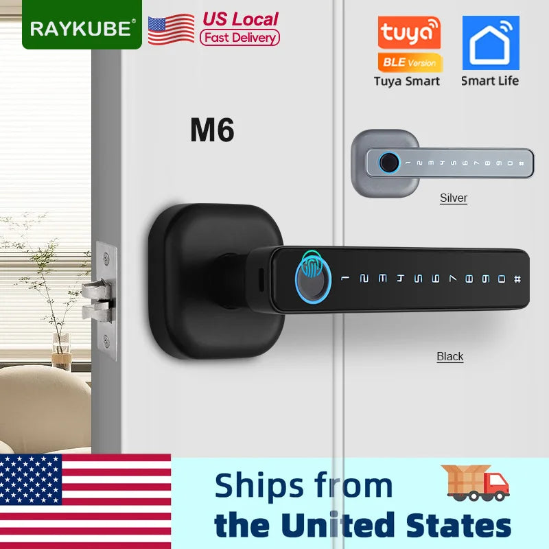 RAYKUBE M6 Tuya Bluetooth Fingerprint Door Lock With Keypad